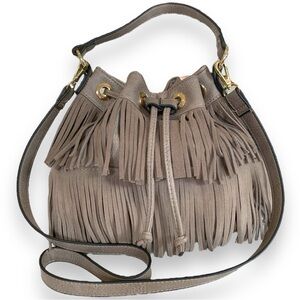 EXPRESSIONS NYC TAN BOHO FRINGE CROSSBODY BAG